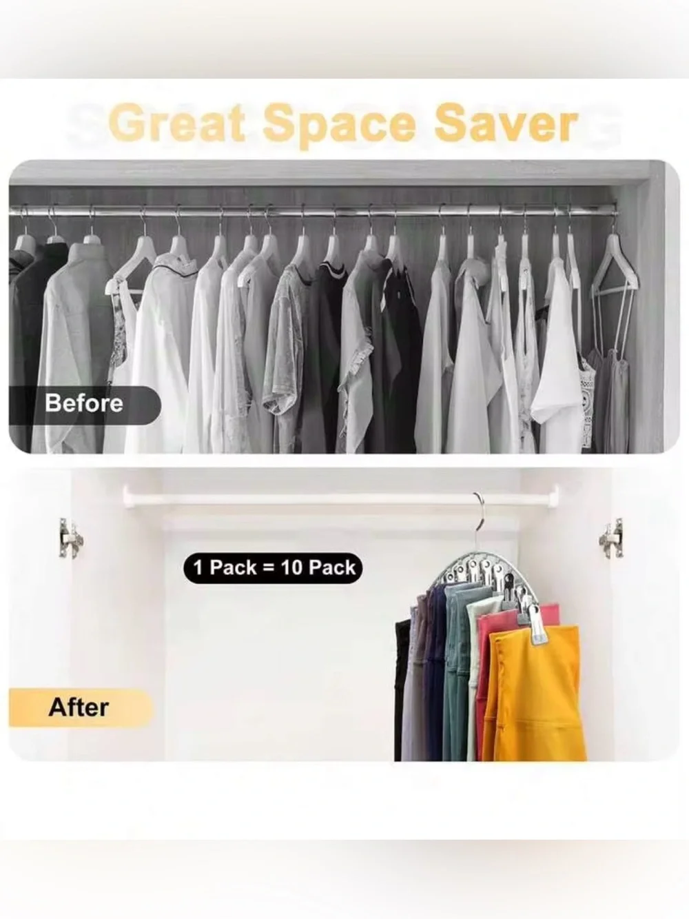 3 Multi-Clip Silver Hanging Pants & Accessories Organizer